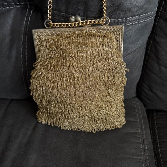 Delill Vintage Gold Evening Bag With Chain Strap & Snap Closure - Picture 3 of 7